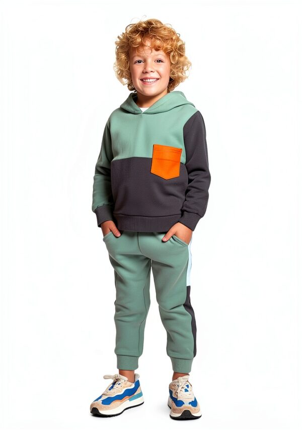 Boys Hoodie Pants Set Cotton Blend Color Block Toddler-2