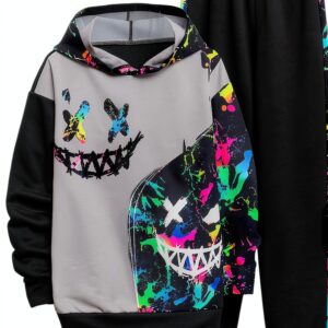 Boys Tracksuit 2 Piece Outfit Soft Stretchy Fabric Hooded-0