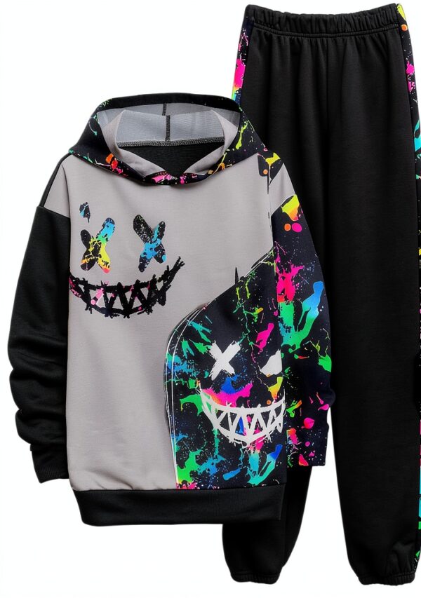 Boys Tracksuit 2 Piece Outfit Soft Stretchy Fabric Hooded-0