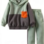 Boys Hoodie Pants Set Cotton Blend Color Block Toddler-0