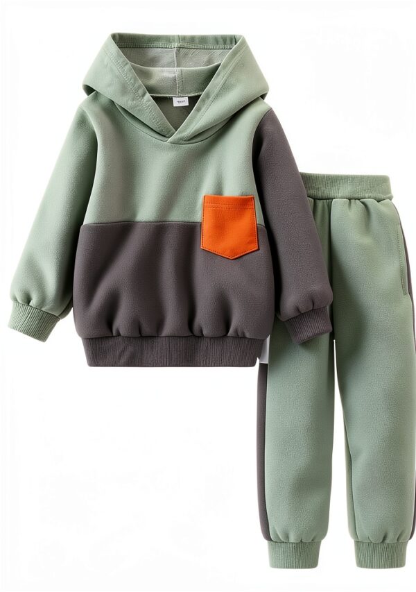 Boys Hoodie Pants Set Cotton Blend Color Block Toddler-0