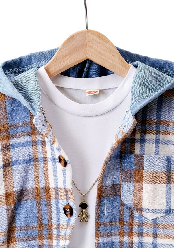 Boys Flannel Hoodie Cargo Sweatpants Set Cozy Durable-2