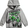 Monster Jam Boys Hooded Sweatshirt Pants Set Gray Light Gray-1