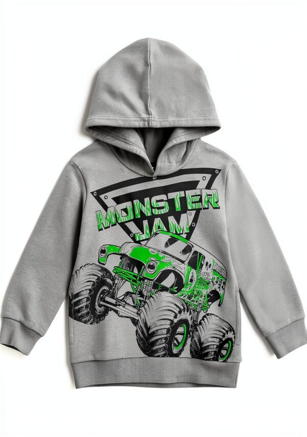 Monster Jam Boys Hooded Sweatshirt Pants Set Gray Light Gray-1