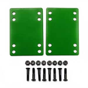 H Block Skateboard Risers 4mm Green with Hardware Kit-0