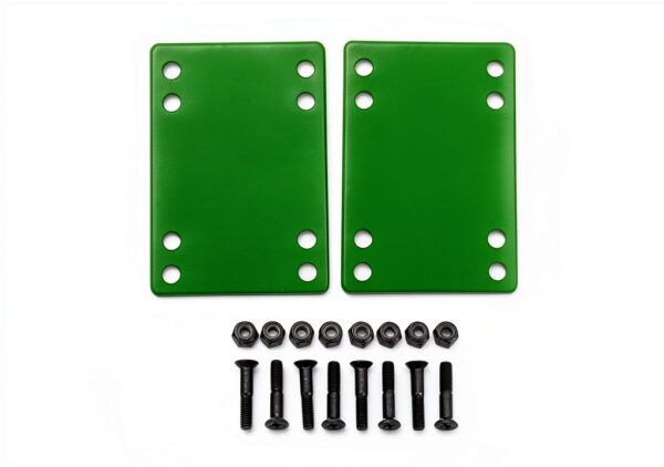 H Block Skateboard Risers 4mm Green with Hardware Kit-0