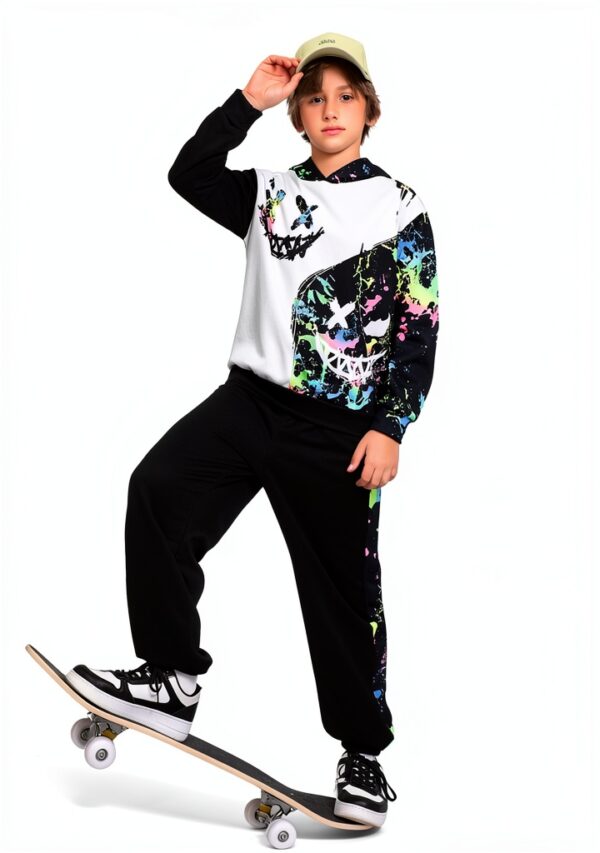 Boys Tracksuit 2 Piece Outfit Soft Stretchy Fabric Hooded-3