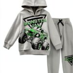 Monster Jam Boys Hooded Sweatshirt Pants Set Gray Light Gray-0