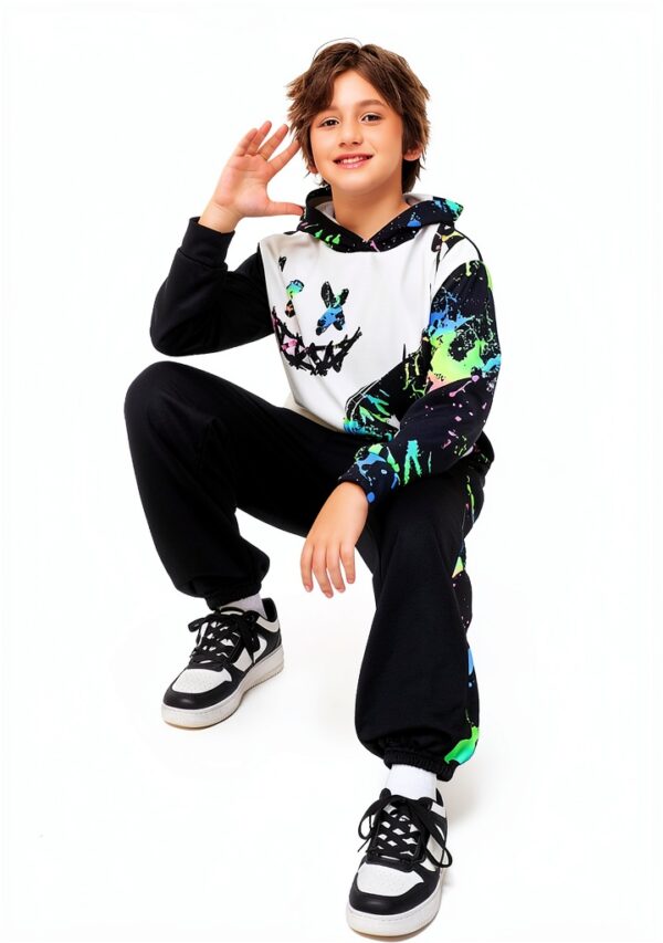 Boys Tracksuit 2 Piece Outfit Soft Stretchy Fabric Hooded-5