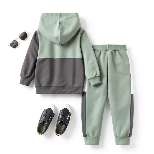 Boys Hoodie Pants Set Cotton Blend Color Block Toddler-5