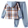 Boys Flannel Hoodie Cargo Sweatpants Set Cozy Durable-1