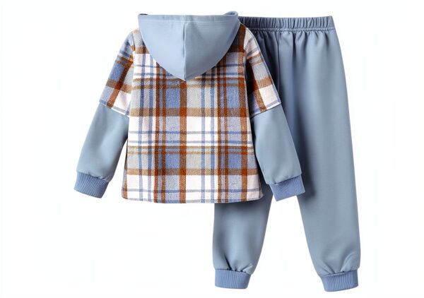 Boys Flannel Hoodie Cargo Sweatpants Set Cozy Durable-1
