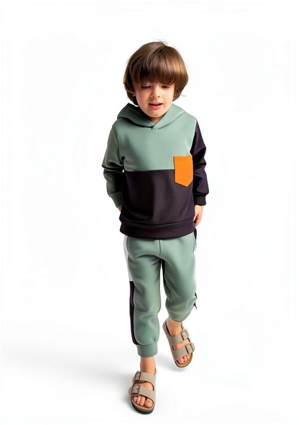 Boys Hoodie Pants Set Cotton Blend Color Block Toddler-1