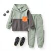 Boys Hoodie Pants Set Cotton Blend Color Block Toddler-4