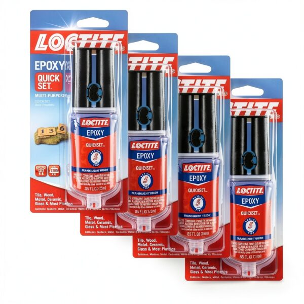 Loctite Epoxy Quick Set 0.85 Fluid Ounce Syringe 4 Pack Tile Adhesive-0