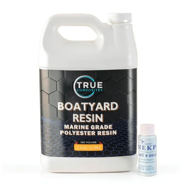 Boatyard Polyester Resin, 1 Gallon w/Catalyst kit for Fiberglass DIY Repairs and Construction - Economical Resin for Fiberglass Molds, Boats, Autos, RVs and Small Parts-0